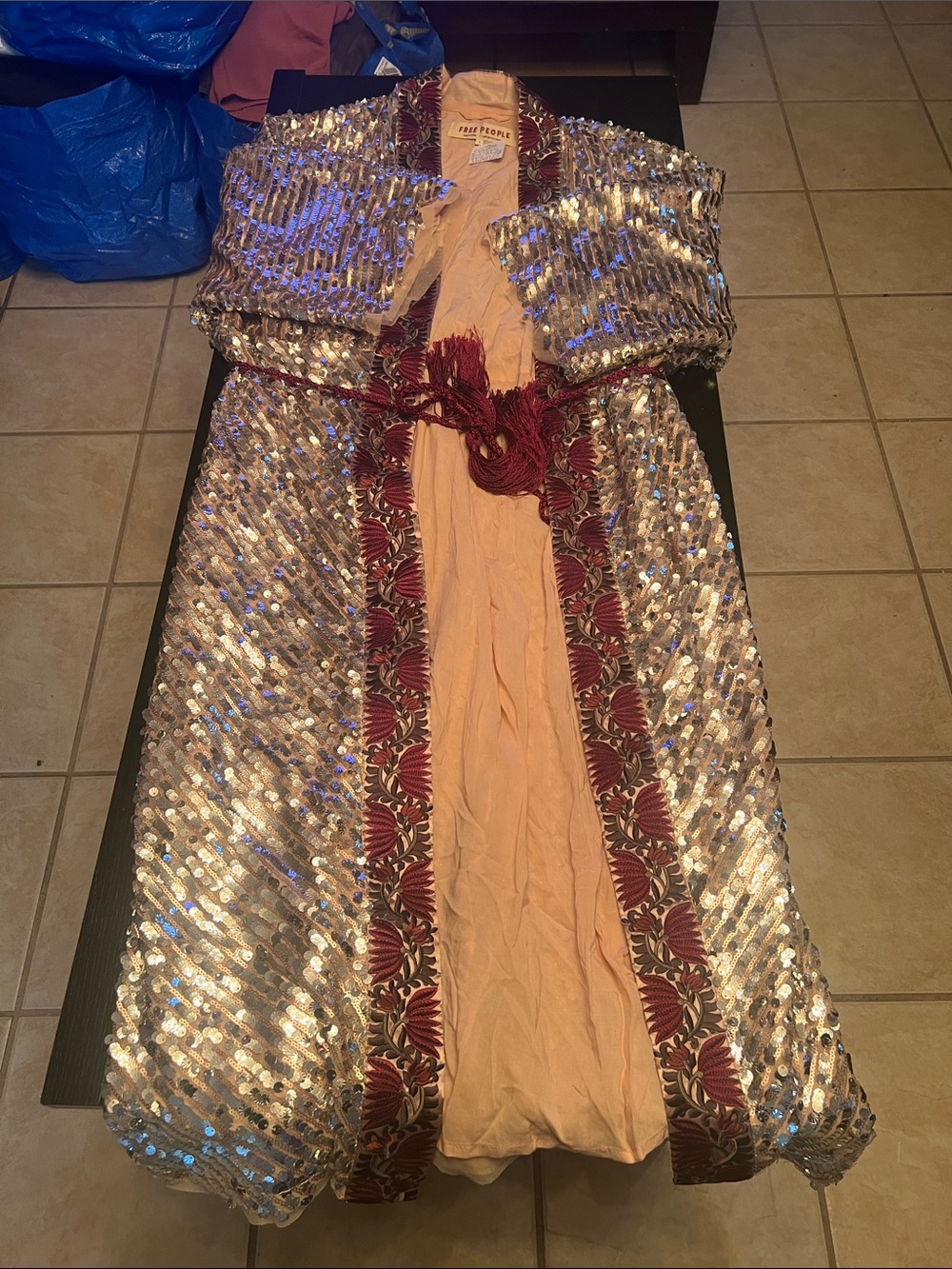 Women's long embellished robe-like coat